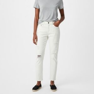 Torrid Women's Cream Distressed Straight Leg Jeans